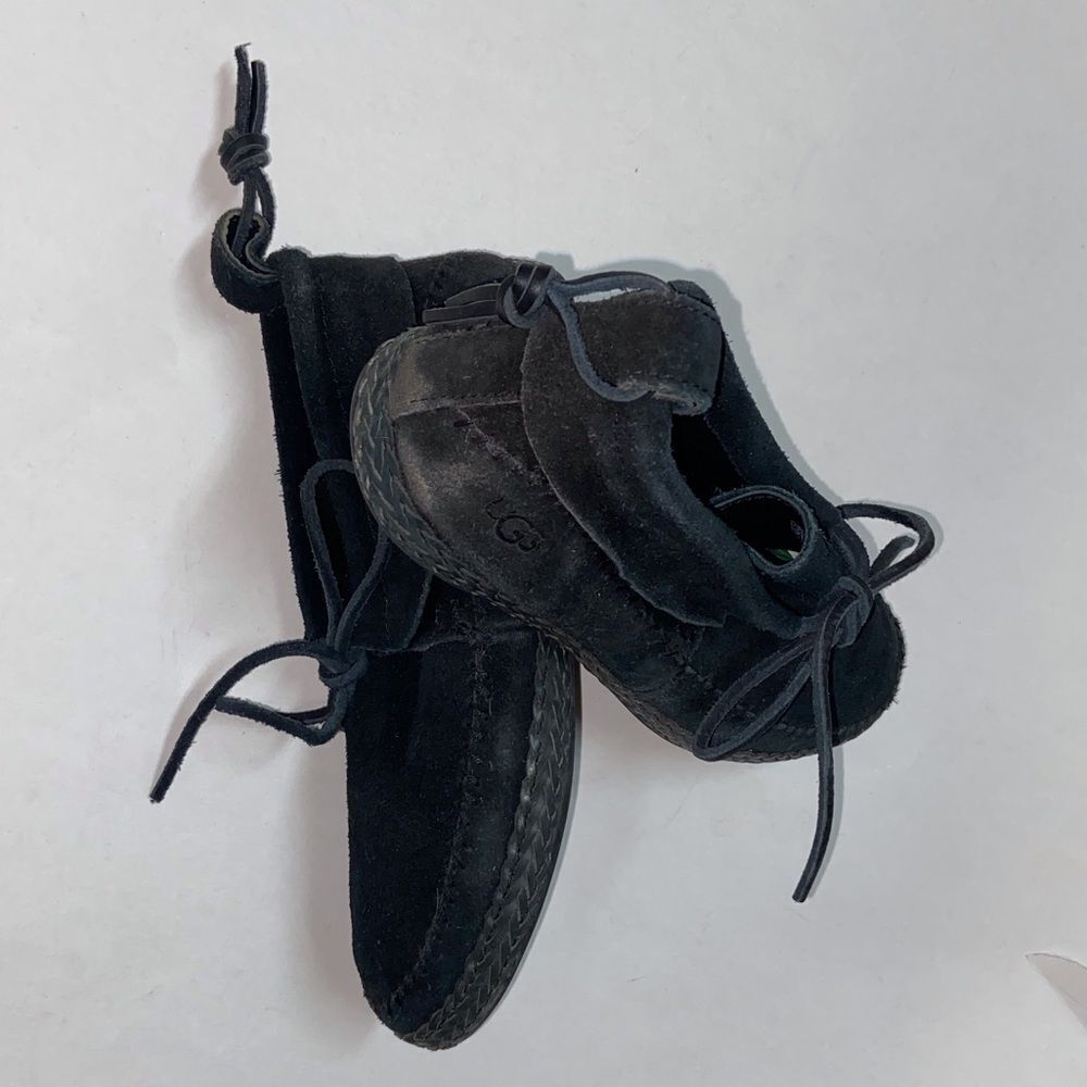 UGG S/N 1094814 Woodlyn Black Suede Loafers with Shearling Lining Size 7USA - Picture 8 of 14